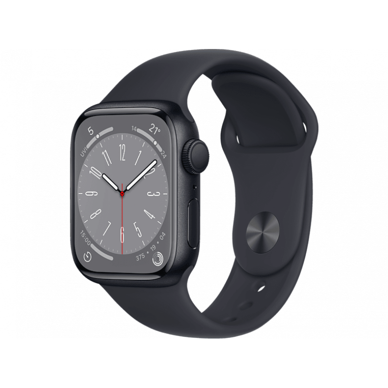 Apple Watch Series 8 GPS, Boîtier en aluminium minuit 41mm avec bracelet sport M/L minuit