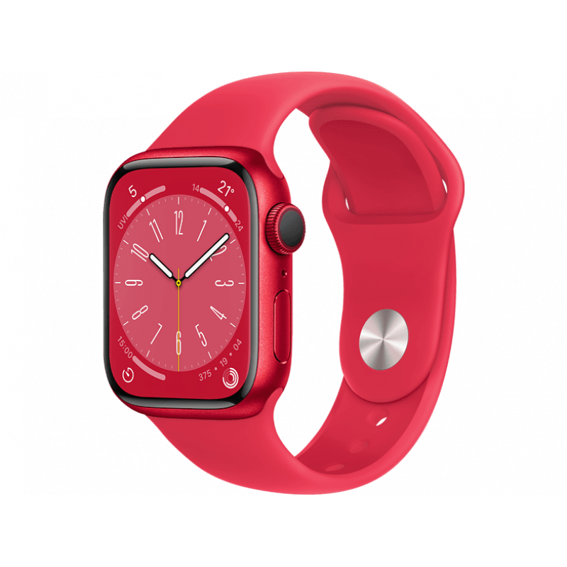 Apple Watch Series 8 GPS, Boîtier en aluminium (PRODUCT)RED 41mm avec bracelet sport S/M (PRODUCT)RED