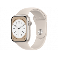 Apple Watch Series 8 GPS, Boîtier en aluminium Lumière stellaire 45mm avec bracelet sport M/L Lumière stellaire