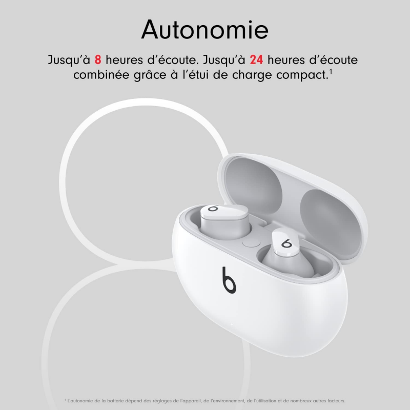 Beats Studio Buds - Écouteurs Totalement sans Fil avec réduction du Bruit - compatibles avec Les appareils Apple et Android - Blanc