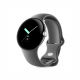 Google Pixel Watch (Wi-Fi, 41 mm) Boîtier en acier inoxydable argenté poli avec bracelet actif Charcoal Sports