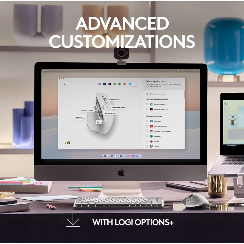 Logitech MX Master 3S pour Mac - Souris Bluetooth Sans Fil avec Défilement Ultra (Gris pâle)