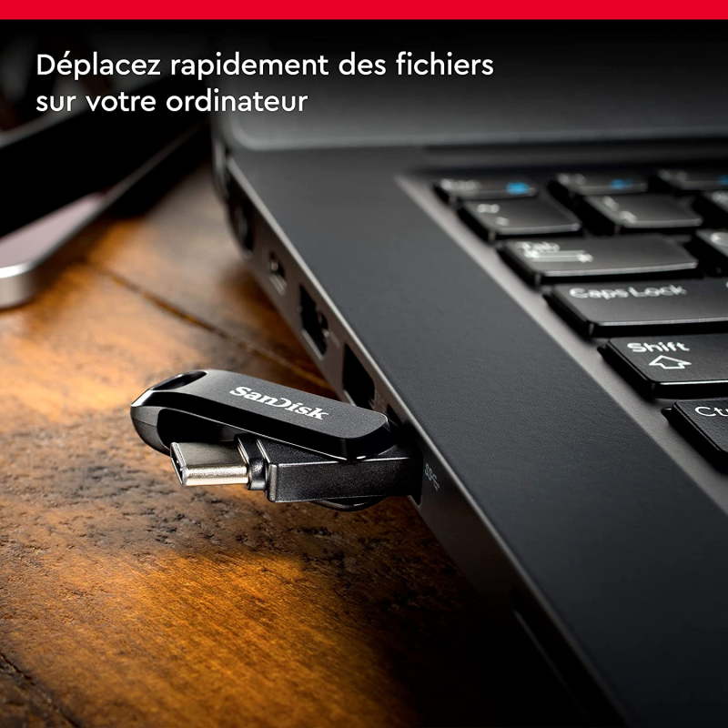 Clé USB SanDisk 128 Go Ultra Dual Drive Go Type C (Noir)