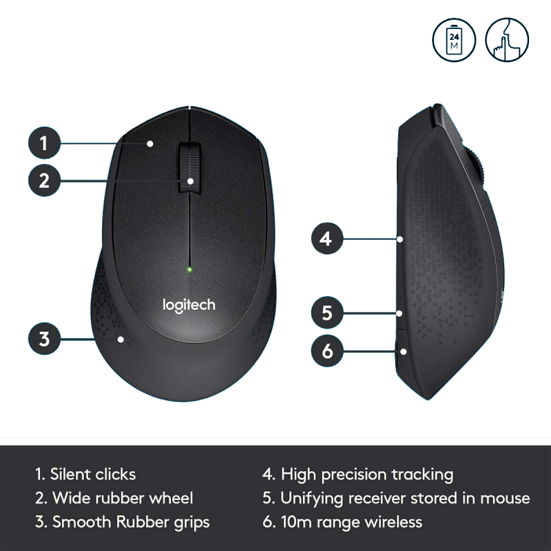 Souris sans fil Logitech M330 Silent Plus - Noir