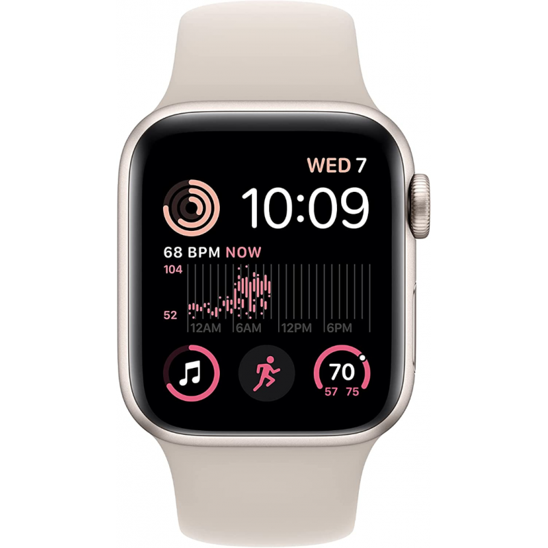 Apple Watch SE 2022 2e génération (GPS, 40 mm) - Boîtier en aluminium lumière stellaire avec bracelet sport S/M lumière stellaire