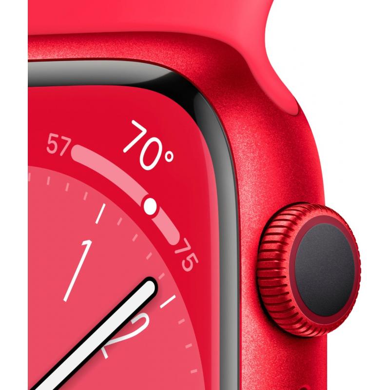 Apple Watch Series 8 GPS, Boîtier en aluminium (PRODUCT)RED 41mm avec bracelet sport S/M (PRODUCT)RED