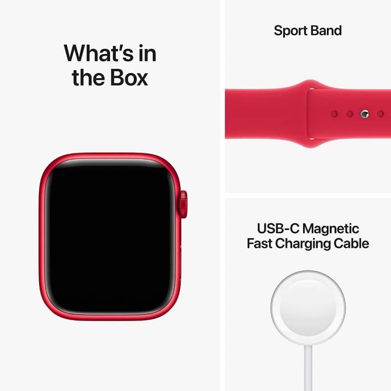 Apple Watch Series 8 GPS, Boîtier en aluminium (PRODUCT)RED 45mm avec bracelet sport S/M (PRODUCT)RED